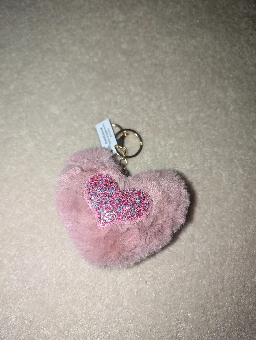 Faux Fur Heart Keychain